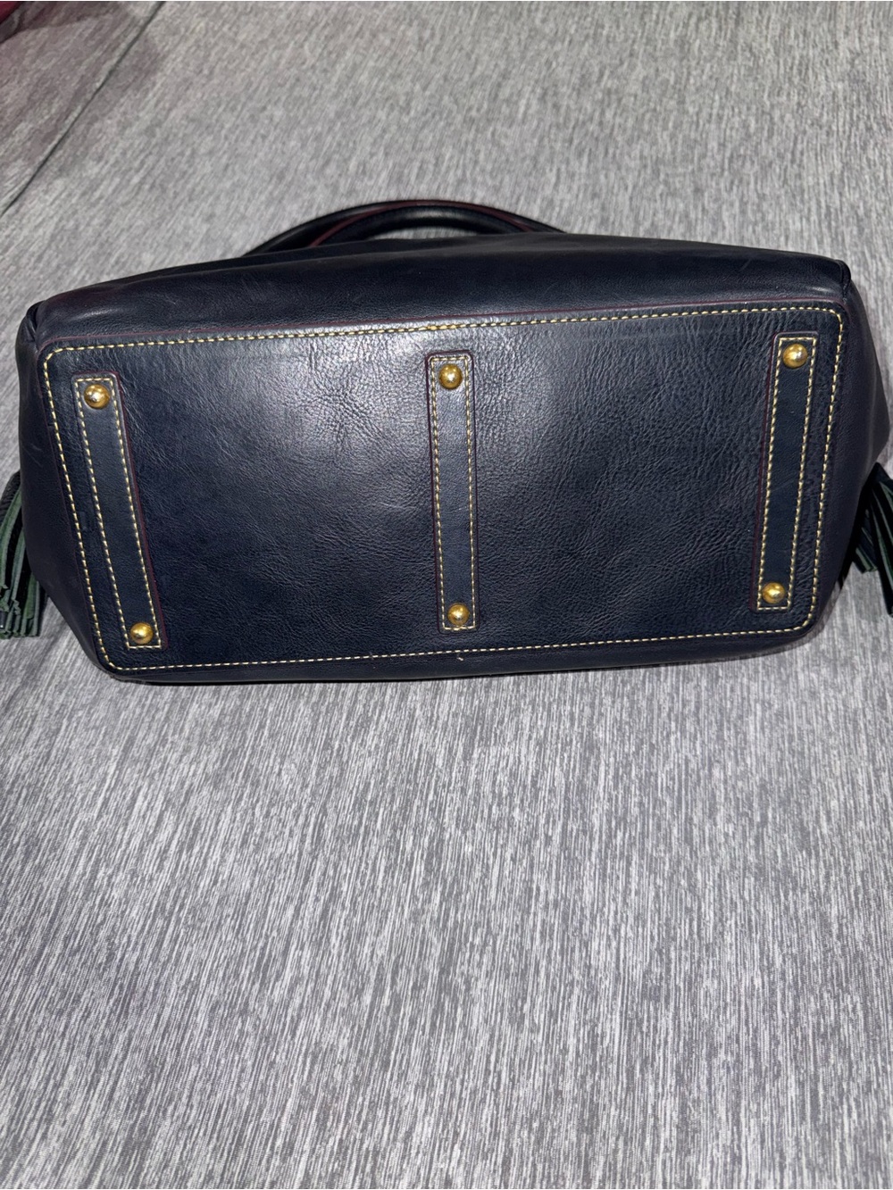 Dooney & Bourke Navy Florentine Leather Logo Lock Gold Hardware - Picture 6 of 14